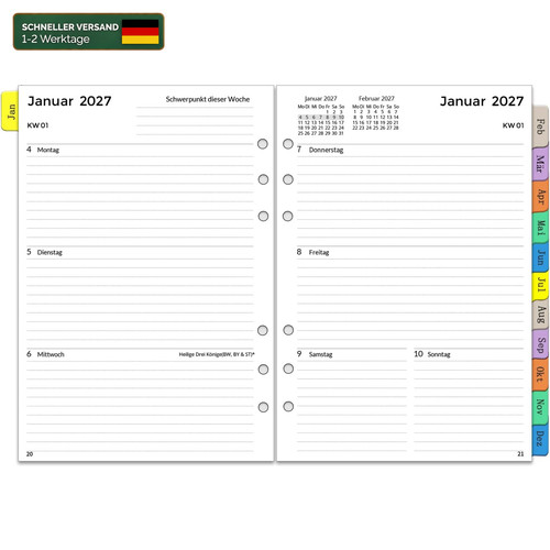 Wochenplaner einlage 6 - wochenplaner,
