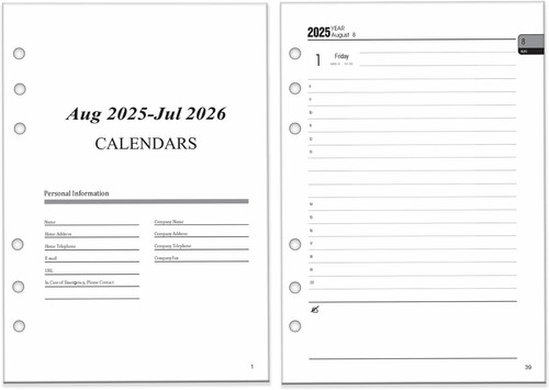 Kalender 2025 2026 einlage - 2025, a5