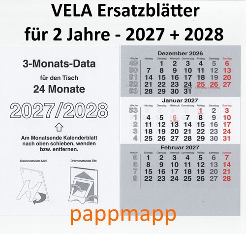 Vela mini kalenderblätter - vela,