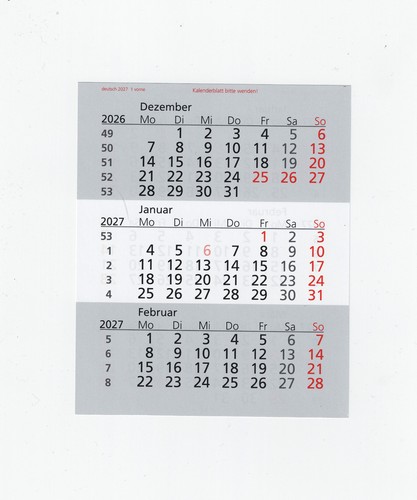 Kalendereinlage 2027 für - , 3