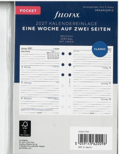 Filofax kalendereinlage pocket - kalendereinlage,