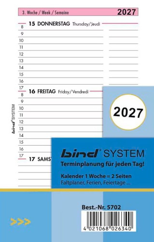 Bind 5702 kalendereinlage 2027 - 5702,