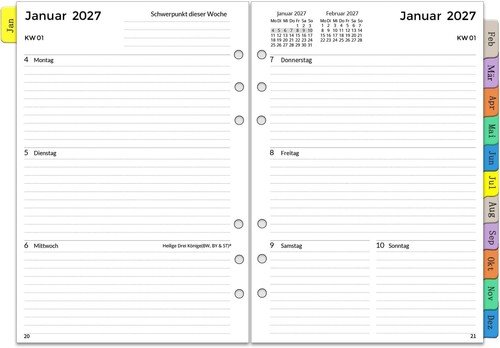 2027 wochenplaner einlage - wochenplaner,