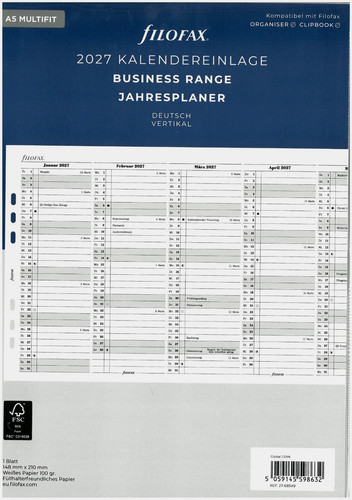 Filofax kalendereinlage din - kalendereinlage,