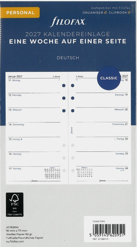 Filofax kalendereinlage - filofax,